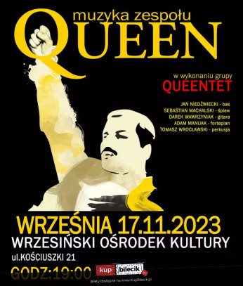 Września Wydarzenie Koncert Muzyka zespołu Queen w wykonaniu grupy QUEENTET